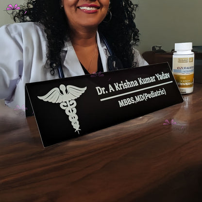 Acrylic Doctor Name Plate Black