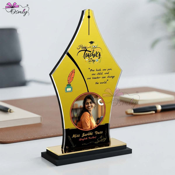 Acrylic Yellow Teachers Day Trophy