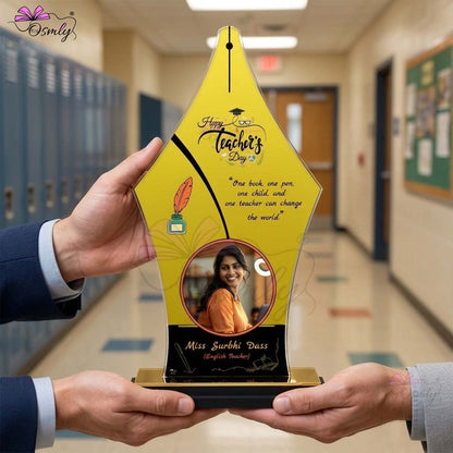 Acrylic Yellow Teachers Day Trophy