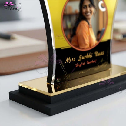 Acrylic Yellow Teachers Day Trophy