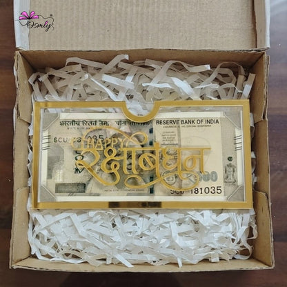 Gold Acrylic Cash Rakhi Envelope