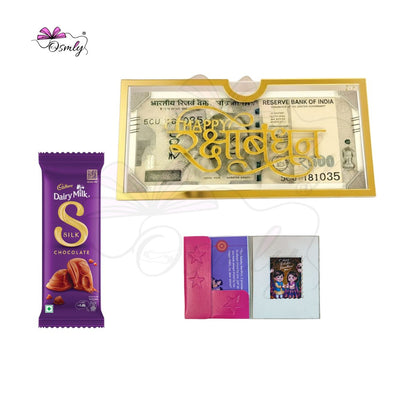 Gold Acrylic Cash Rakhi Envelope