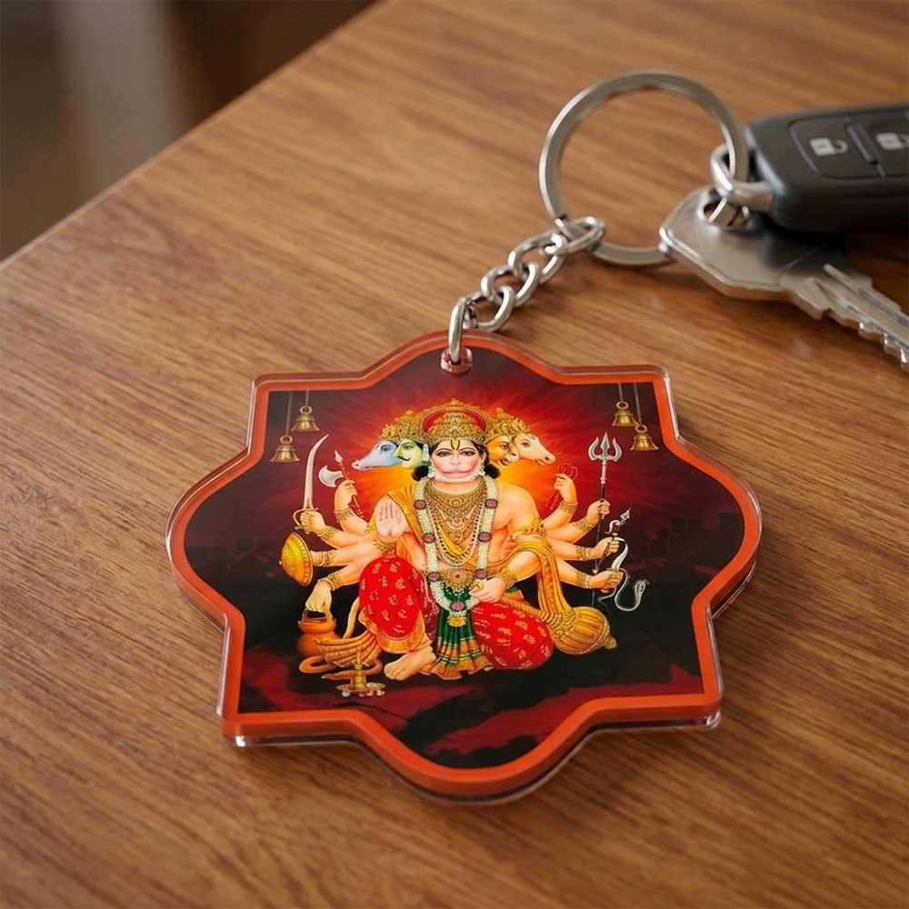 Acrylic_Panchmukhi_Hanuman_Kavach_keychain - OSMLY