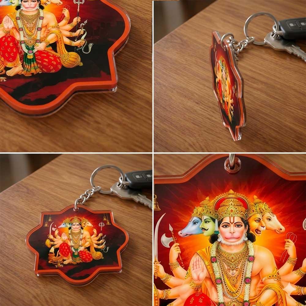 Acrylic_Panchmukhi_Hanuman_Kavach_keychains - OSMLY