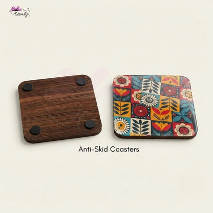 Wooden Tea Coasters Set