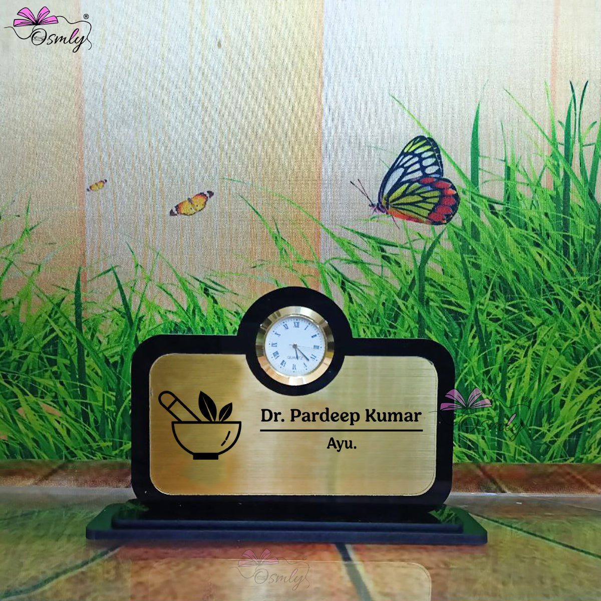 OSMLY Ayurvedic Doctor Name Plate Analogue Clock from OSMLY Name Plate