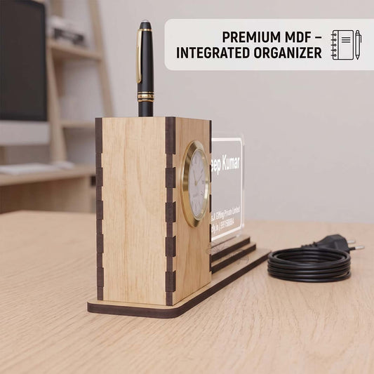 Beige MDF LED Pen Stand