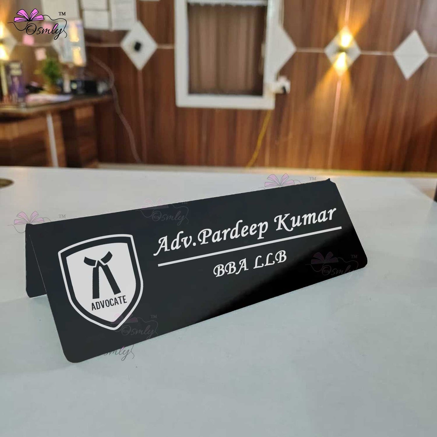 Black Acrylic Advocate Name Plate