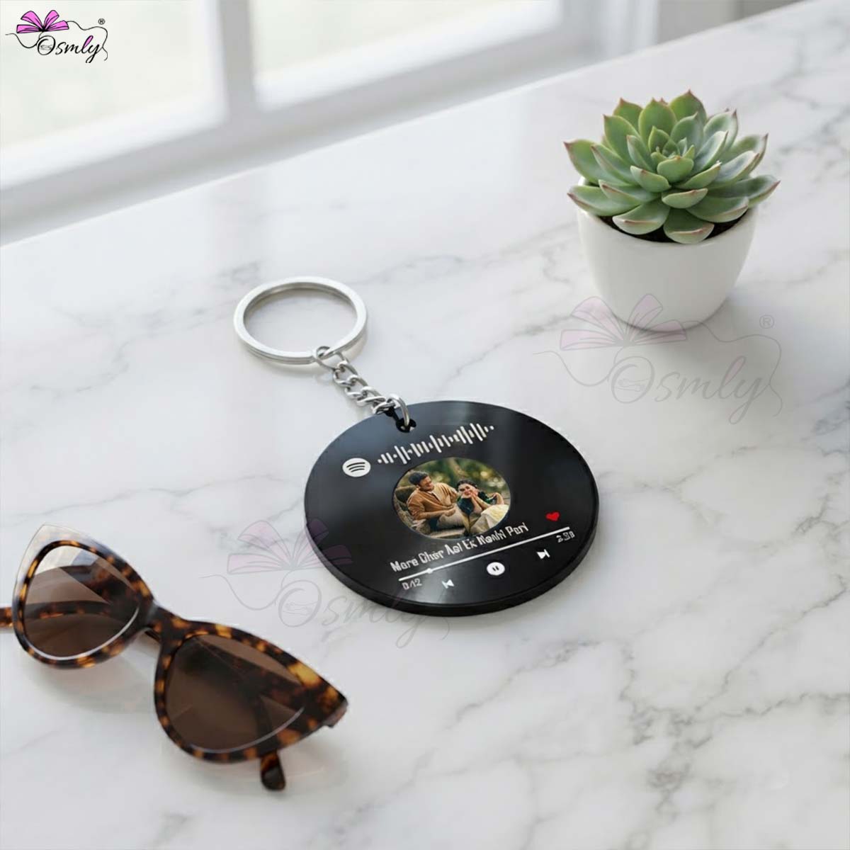 Black  Round Spotify Keychain
