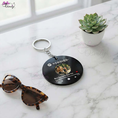 Black  Round Spotify Keychain