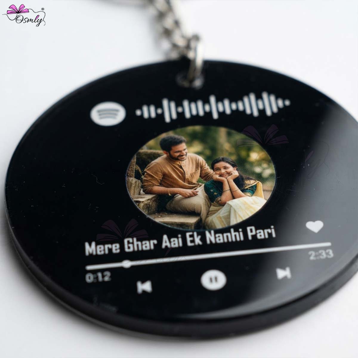 Black  Round Spotify Keychain