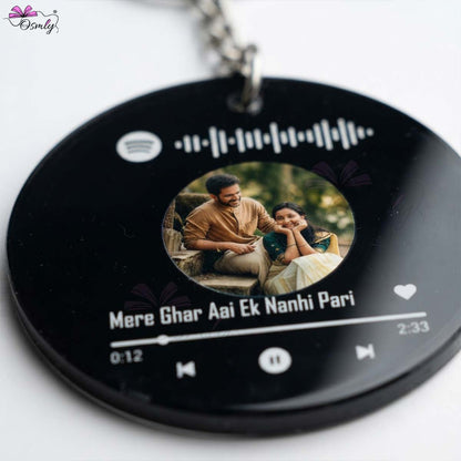 Black  Round Spotify Keychain