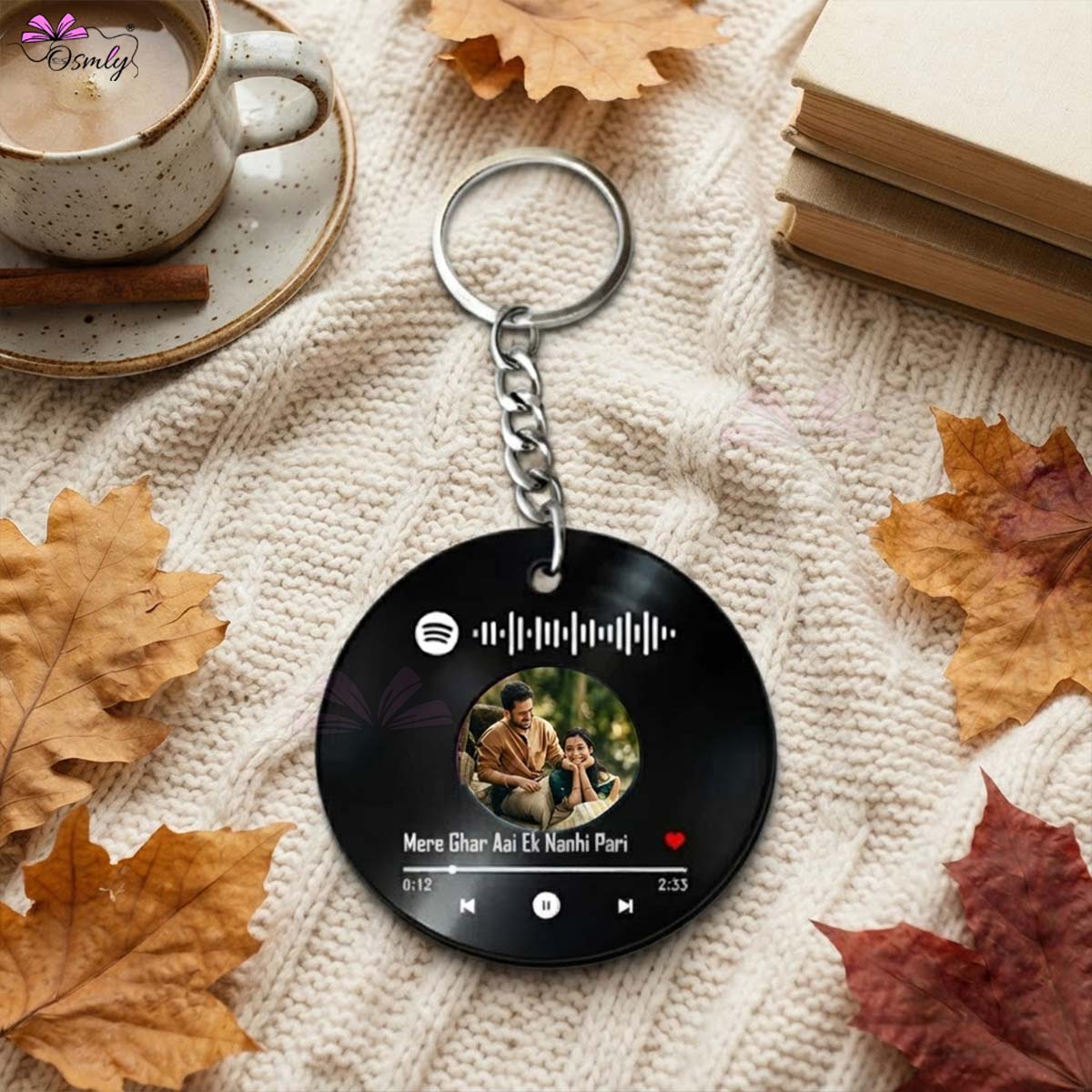 Black  Round Spotify Keychain