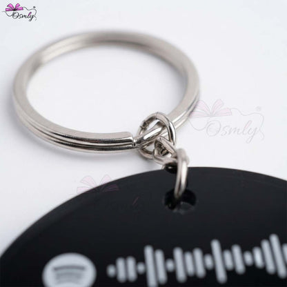 Black  Round Spotify Keychain