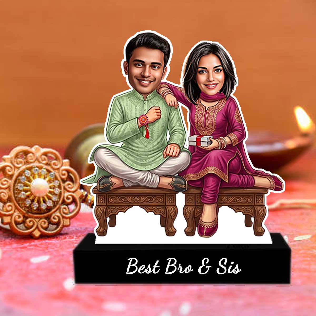 Bro Sister Rakhi Caricature