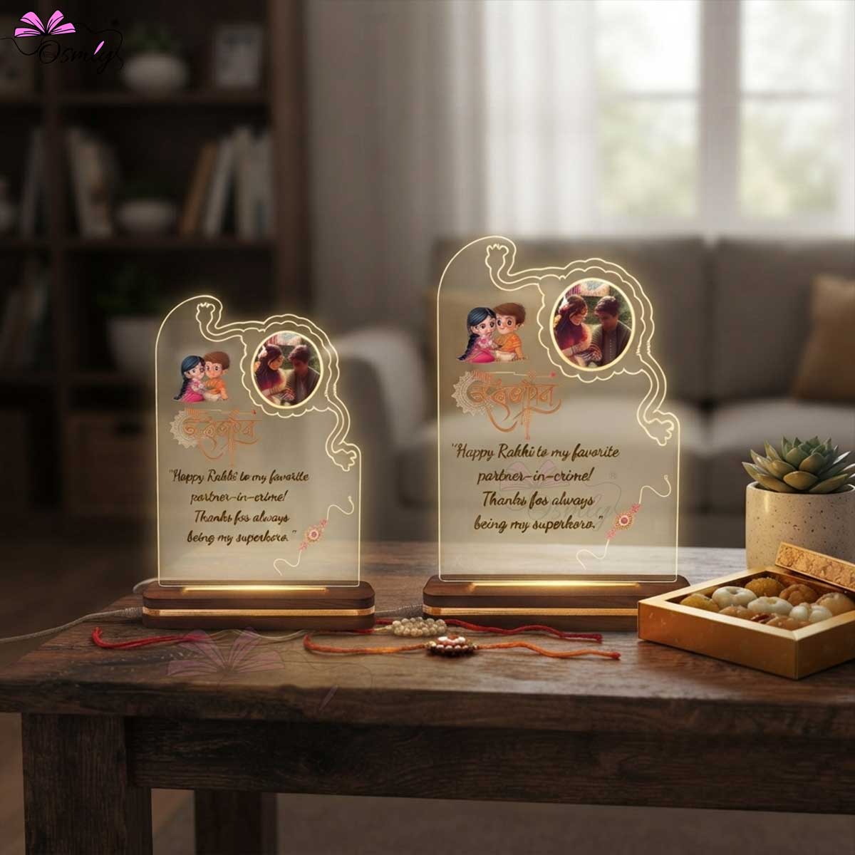 Brother Sister Photo Lamp