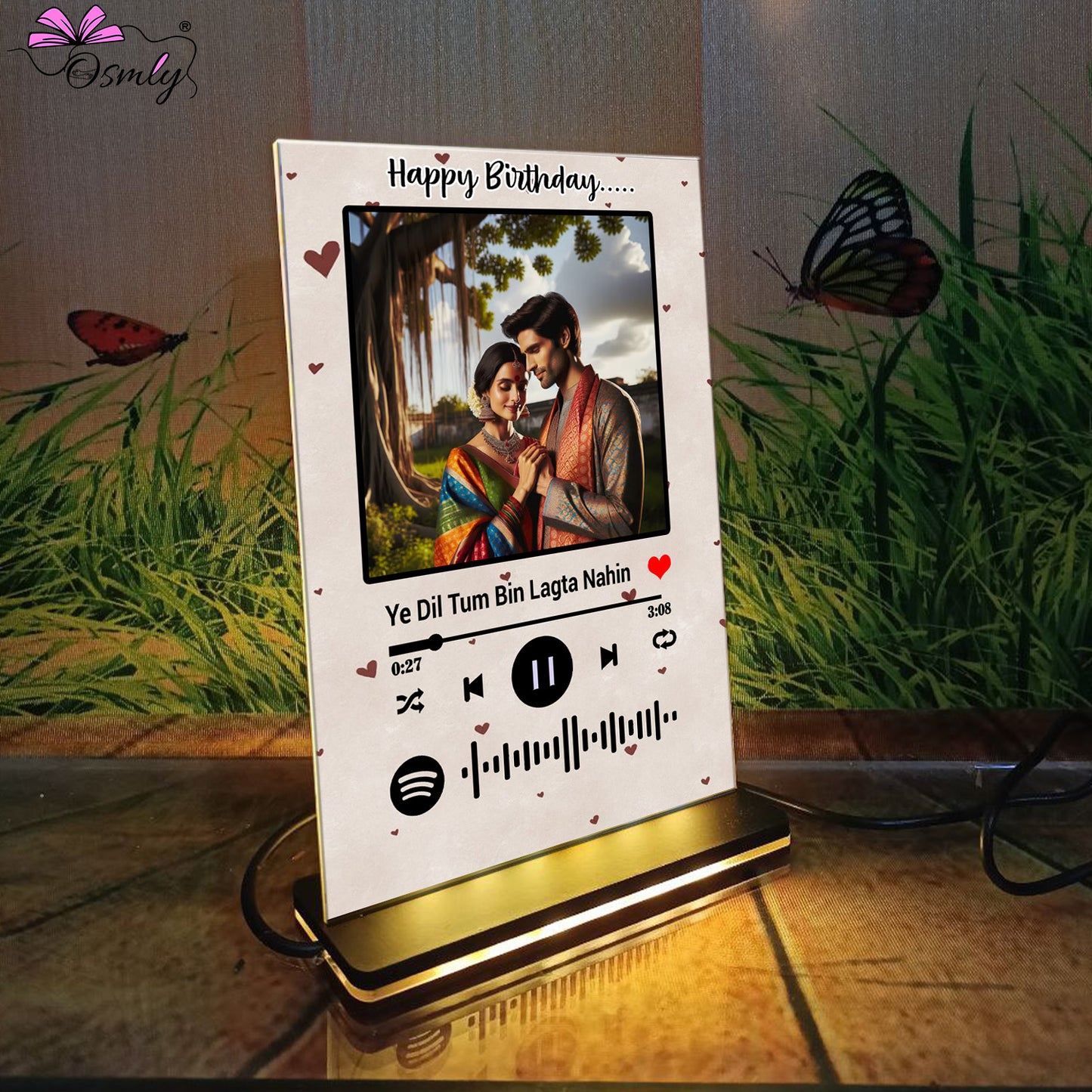 OSMLY Brown Heart LED Spotify Plaque from OSMLY Acrylic LED Lamp