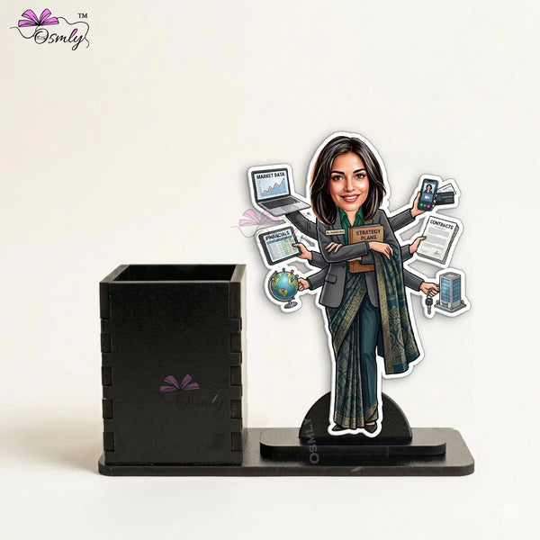 Business Woman Pen Stand