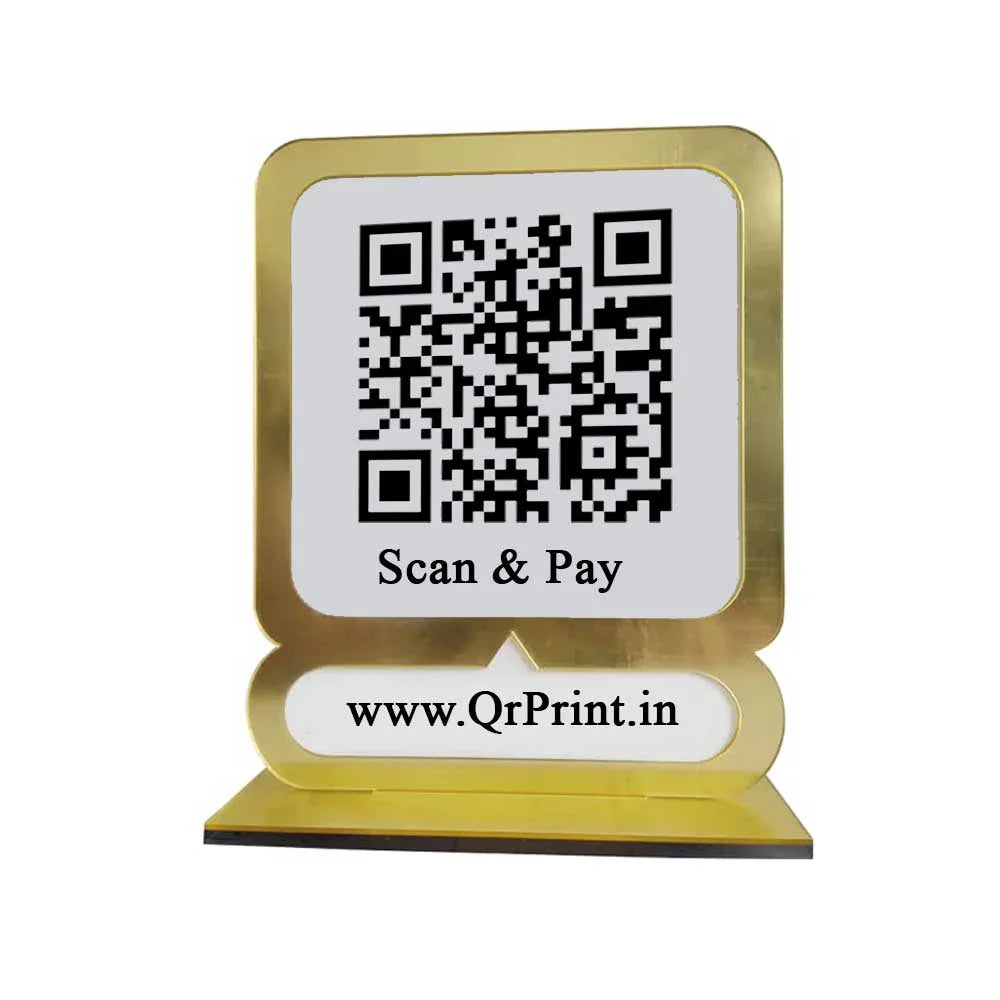 Customized Gold Border QR Stand - OSMLY