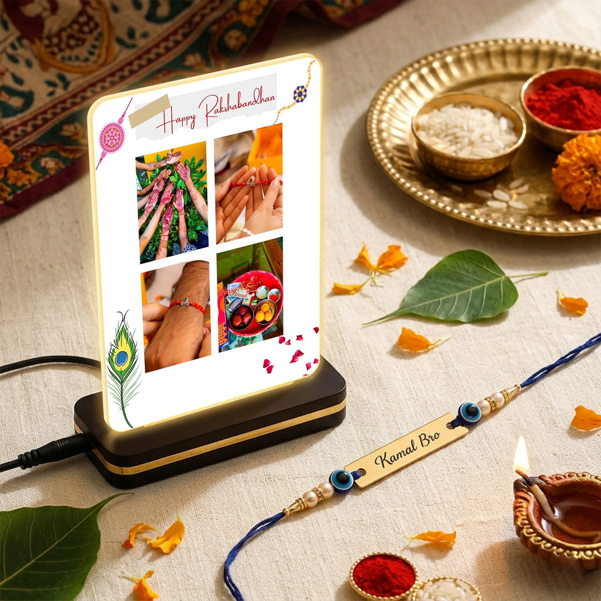 Customized Rudraksh Rakhi Combo