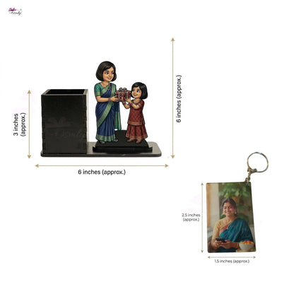 Customized Mom Daughter Pen Stand