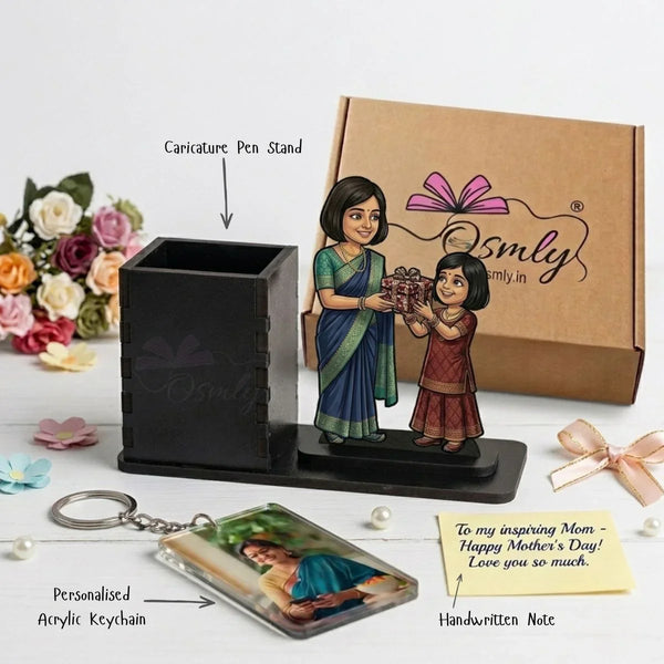 Customized Mom Daughter Pen Stand