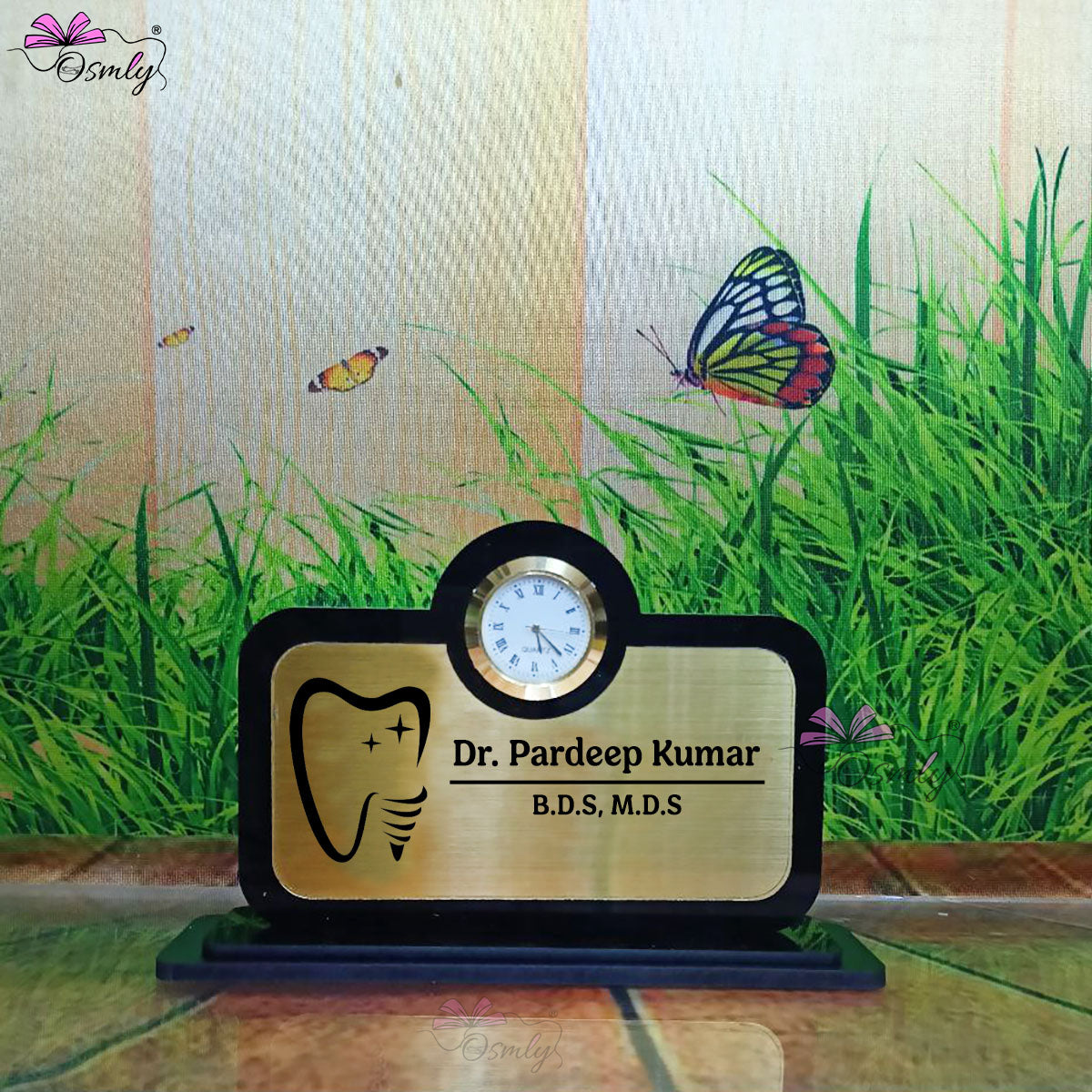 OSMLY Dentist Name Plate Analogue Clock from OSMLY Name Plate