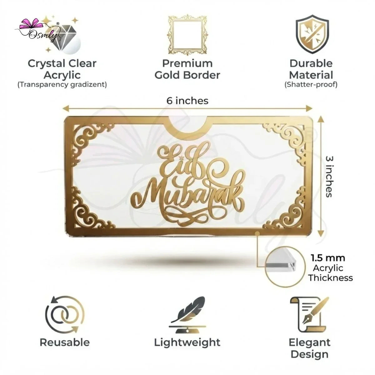 Eid Mubarak Acrylic Eidi Envelope