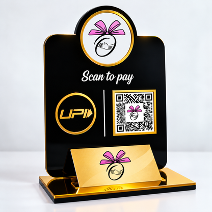 Elegant Gold-Trimmed QR Stand