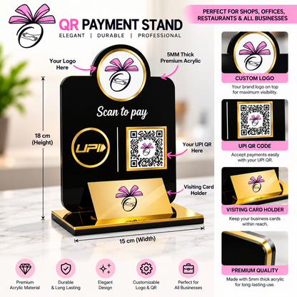 Elegant Gold-Trimmed QR Stand
