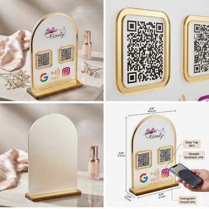 Gold Border Acrylic QR Stand