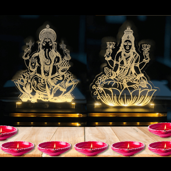 OSMLY Ganesha Lakshmi LED Lamps Combo from OSMLY Acrylic LED Lamp