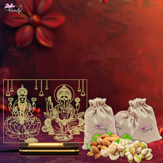 Lakshmi Ganesha Engraved Lamps