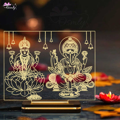 Lakshmi Ganesha Engraved Lamps