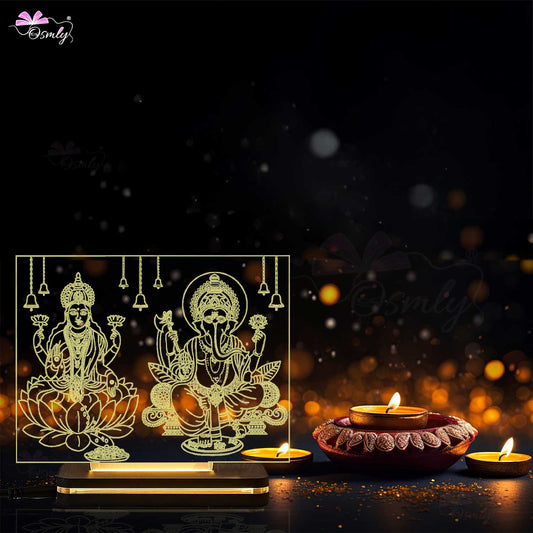 Lakshmi Ganesha Engraved Lamps
