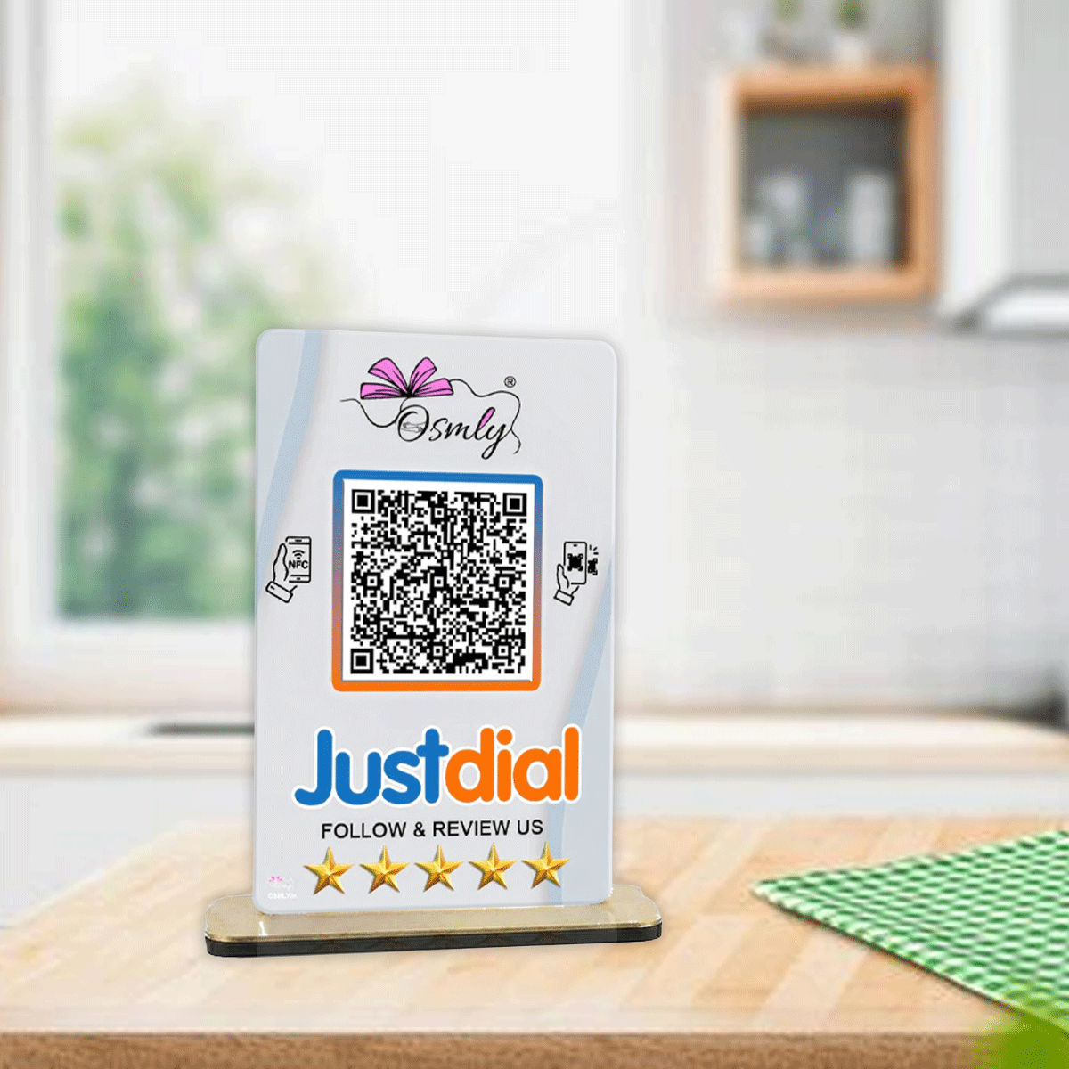 NFC Enabled Justdial QR Stand