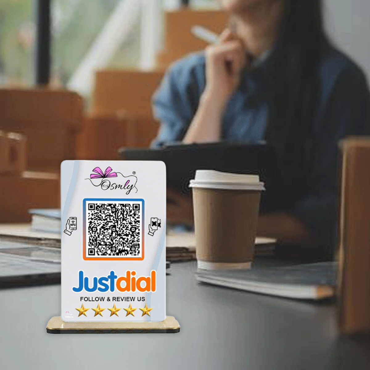 NFC Enabled Justdial QR Stand