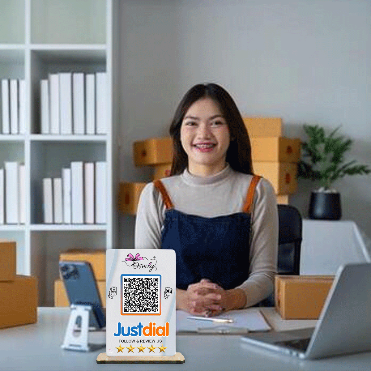 NFC Enabled Justdial QR Stand