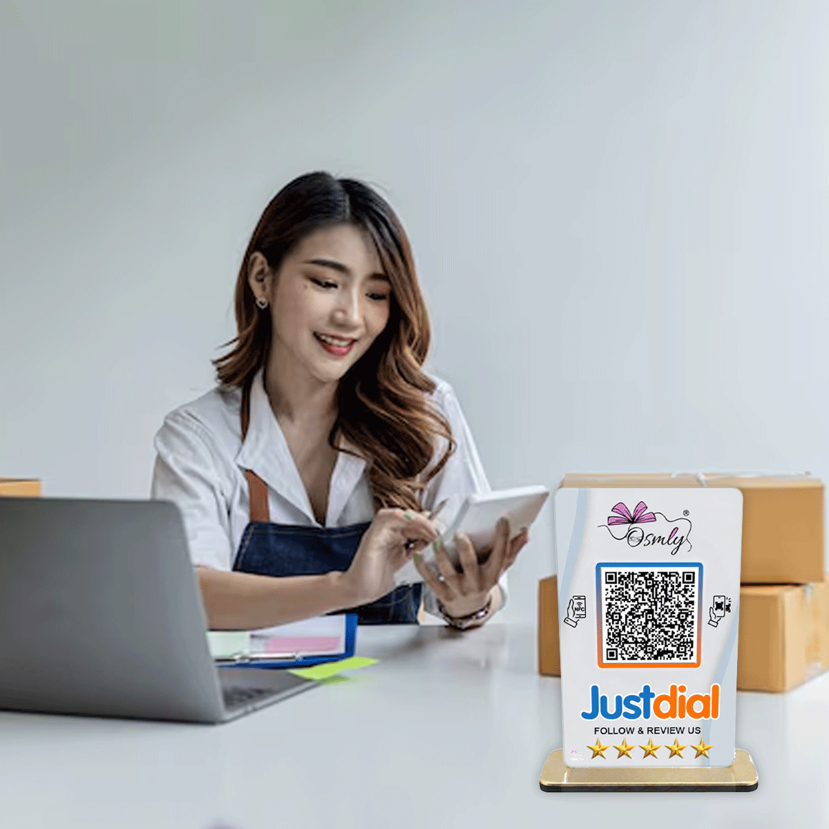 NFC Enabled Justdial QR Stand