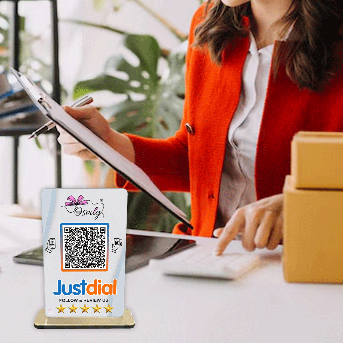 NFC Enabled Justdial QR Stand
