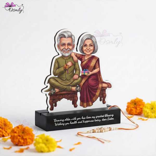 Old Sibling Rakhi Caricature