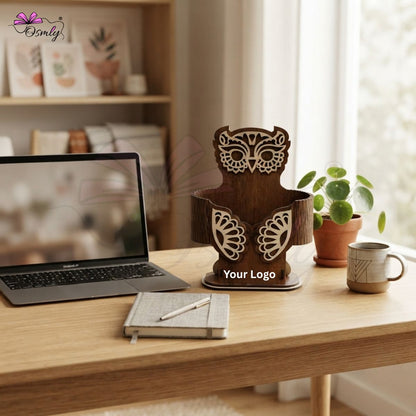 Wooden Owl Desk Organizer