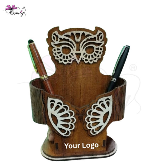 Wooden Owl Desk Organizer