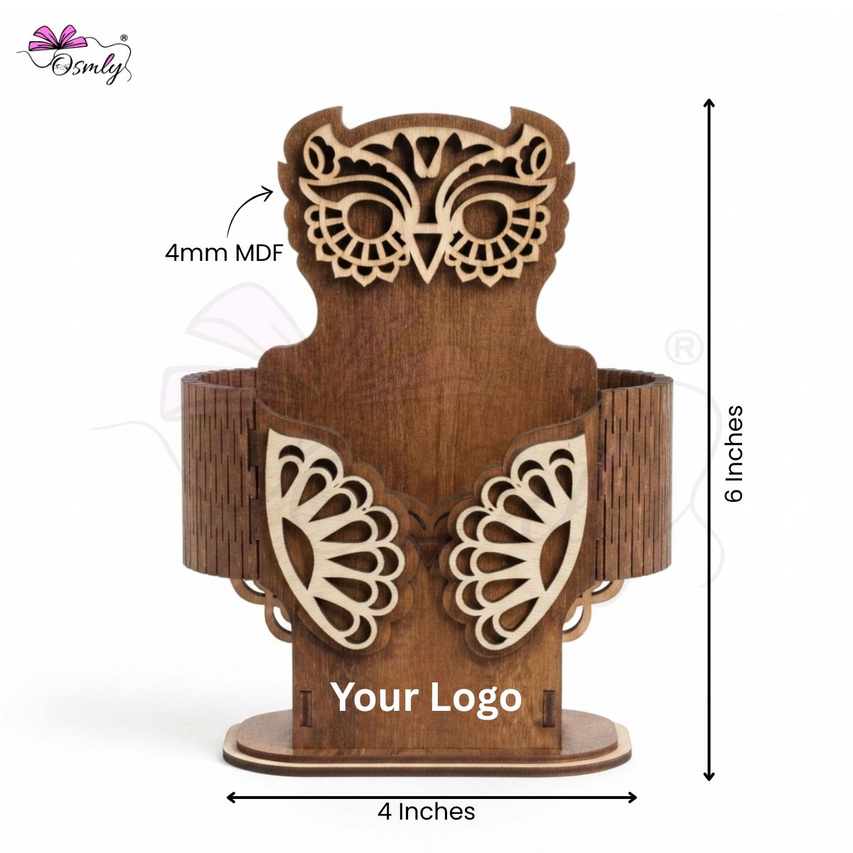 Wooden Owl Desk Organizer