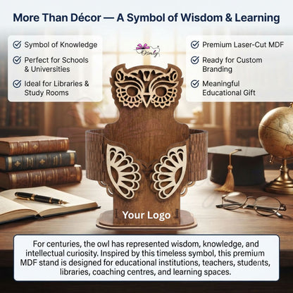 Wooden Owl Desk Organizer