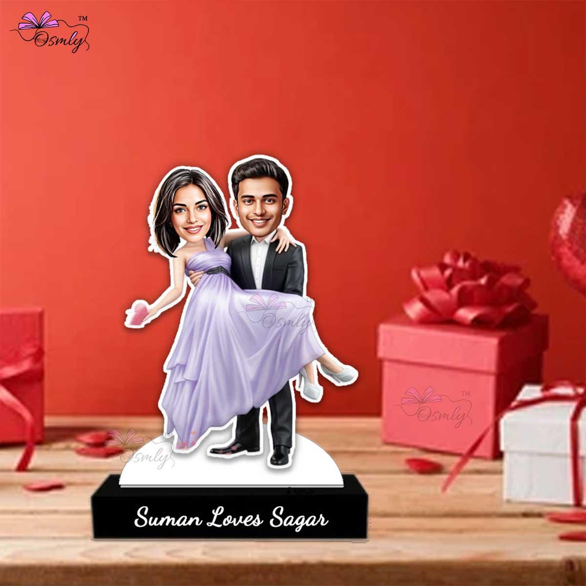 Personalized Couple Caricature MDF Cutout - OSMLY