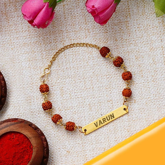 OSMLY Personalized Rudraksha Metal Rakhi from OSMLY Rakhi