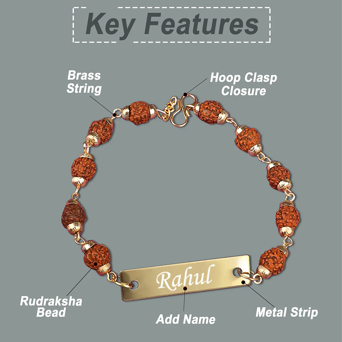 OSMLY Personalized Rudraksha Metal Rakhi from OSMLY Rakhi