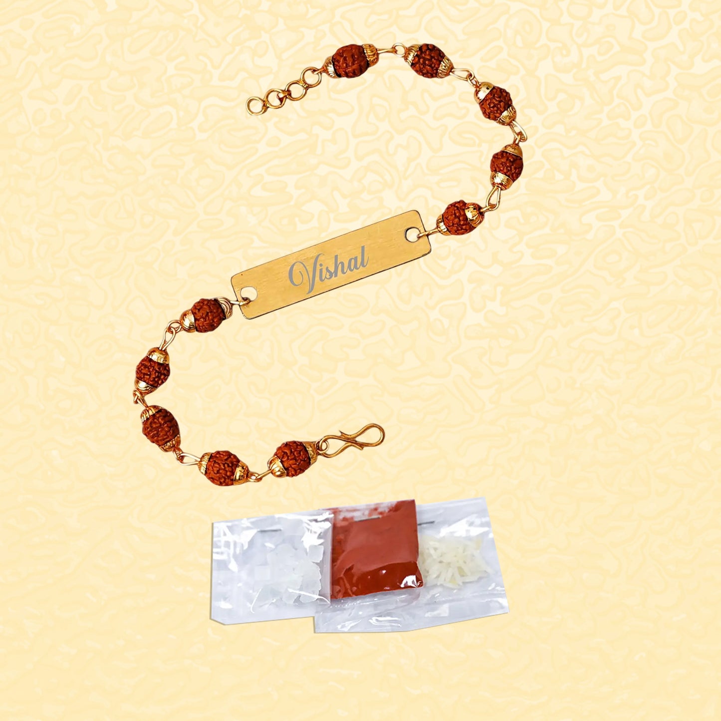 Personalized Rudraksha Metal Rakhi