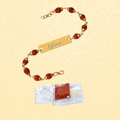 Personalized Rudraksha Metal Rakhi